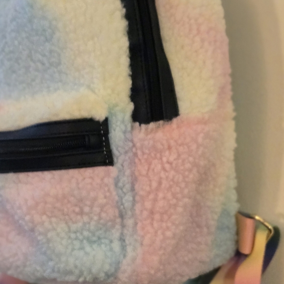 LUV Betsey By Betsey Johnson Pastel Sherpa Rainbow Mini Backpack EUC main image 5